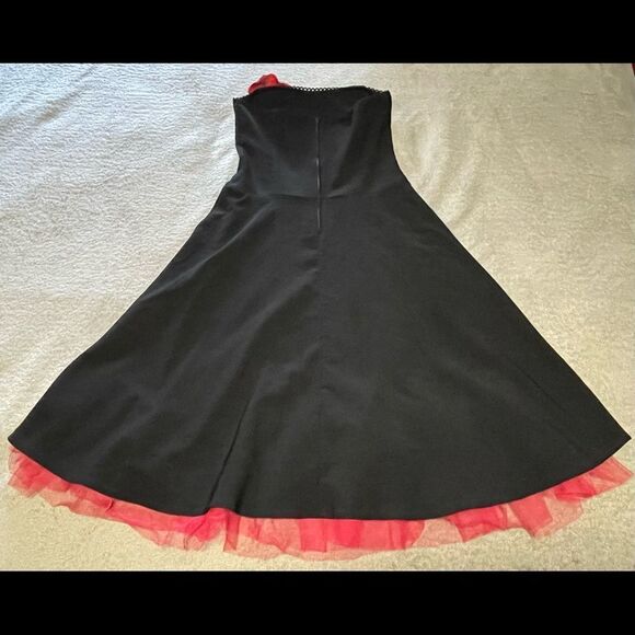 𝅺RUBY Rox black strapless cocktail dress size 9 red crinoline style bottom VGUC - Picture 5 of 8